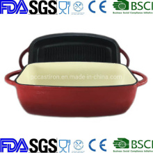 Combo Cooker Enamel Cast Iron Baking Dish with Double Use Lid as Grill